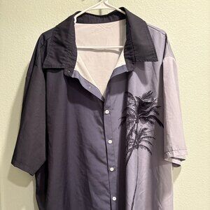 Gray Palm Trees Men's Button Shirt Size 5XL